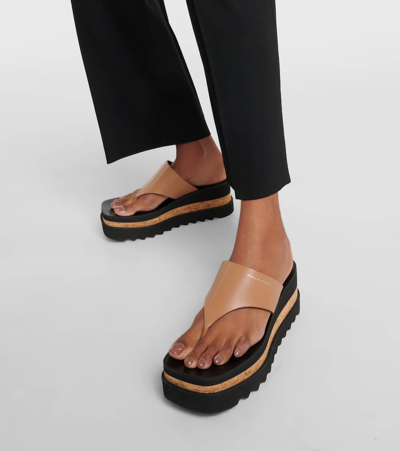 Stella Mccartney Sneakelyse Vegan Platform Thong Sandals In Brown