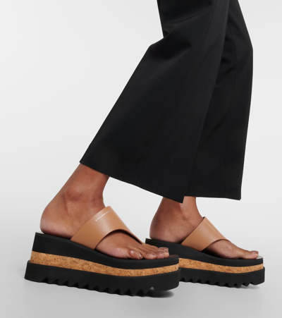 Stella Mccartney Sneakelyse Vegan Platform Thong Sandals In Brown
