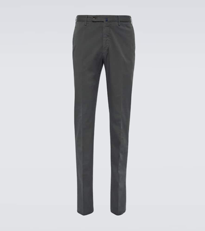 Shop Incotex Cotton-blend Straight Pants In Grey