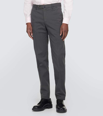Shop Incotex Cotton-blend Straight Pants In Grey
