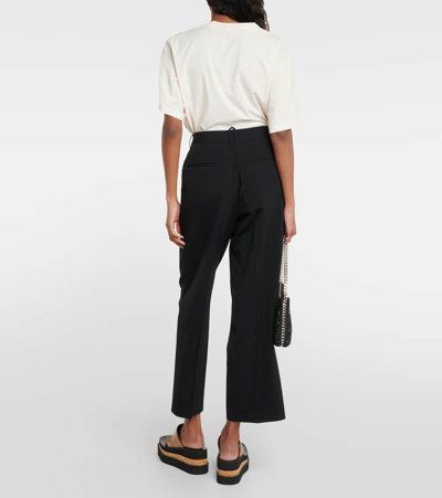 Stella Mccartney Straight Leg Stretch Wool Pants In Black