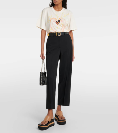 Stella Mccartney Straight Leg Stretch Wool Pants In Black