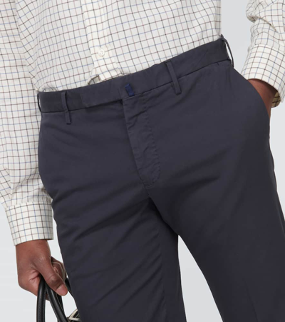 Shop Incotex Cotton-blend Slim Pants In Blue