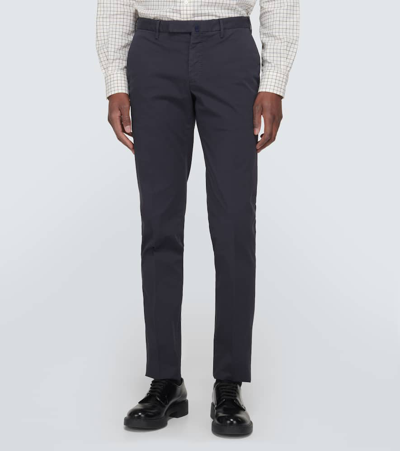 Shop Incotex Cotton-blend Slim Pants In Blue