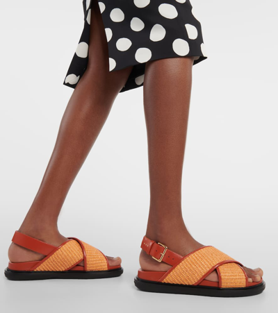 Marni Fussbett Raffia Crisscross Slingback Sandals In Neutrals