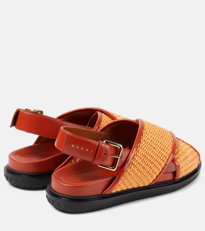 Shop Marni Fussbet Raffia-effect Sandals In Neutrals