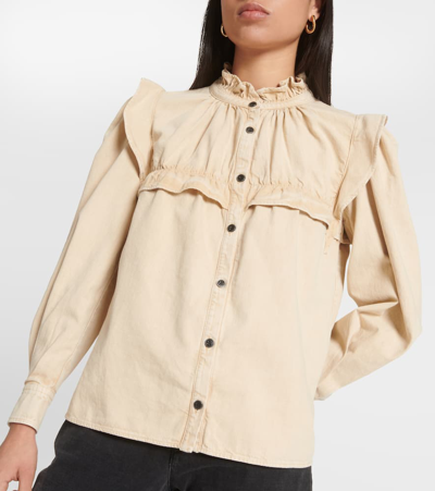 Shop Marant Etoile Idety Denim Top In Brown