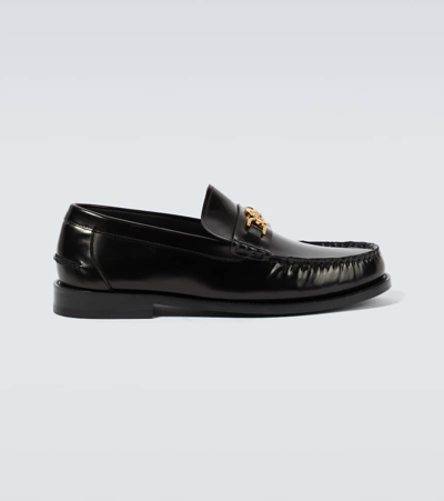 Versace Horsebit-embellished Patent-leather Loafers In Black