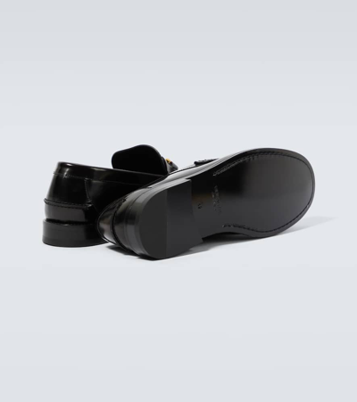 Shop Versace Medusa '95 Leather Loafers In Black