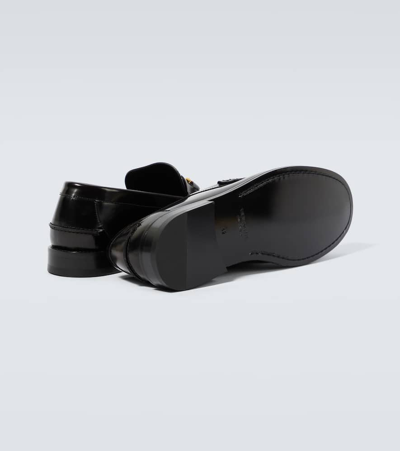 Versace Horsebit-embellished Patent-leather Loafers In Black