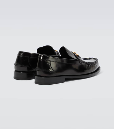 Versace Horsebit-embellished Patent-leather Loafers In Black