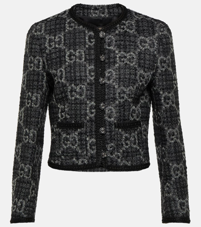 Shop Gucci Single-breasted Wool Blend Jacket In Multicoloured