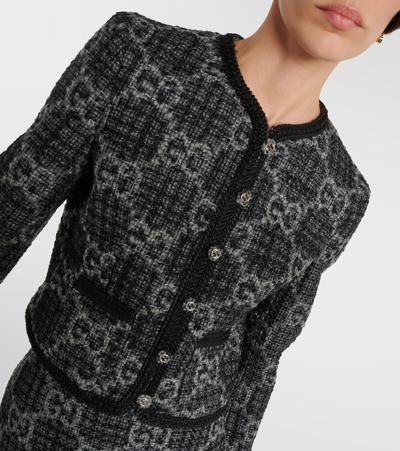 Gucci Gg Single-breasted Wool-blend Tweed Jacket In Multicoloured