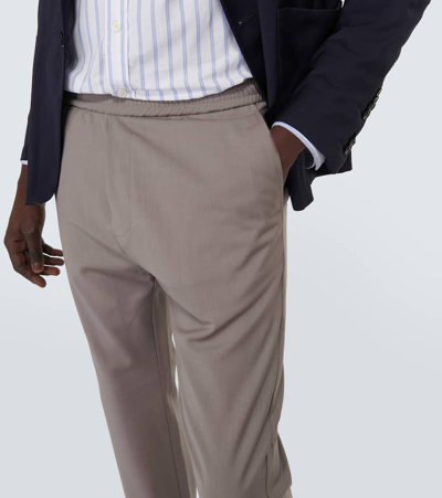 Shop Barena Venezia Tosador Low-rise Wool Straight Chinos In Grey