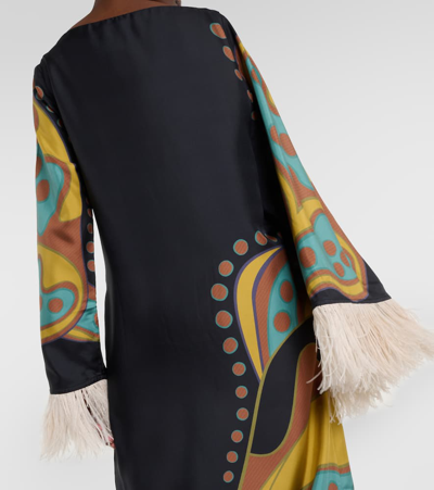 Shop La Doublej Opera Feather-trimmed Twill Gown In Multicoloured