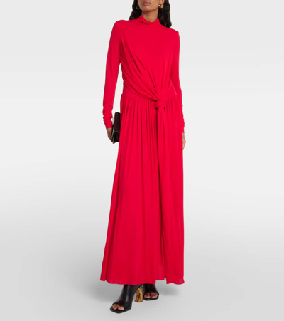 Shop Proenza Schouler Meret Draped Crêpe Jersey Maxi Dress In Red