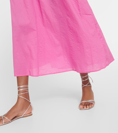 Shop Marysia Roset Puff-sleeve Cotton Maxi Dress In Pink