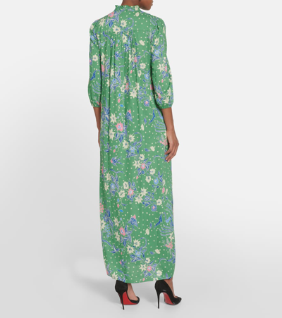 Shop Diane Von Furstenberg Layla Printed Jersey Maxi Dress In Green