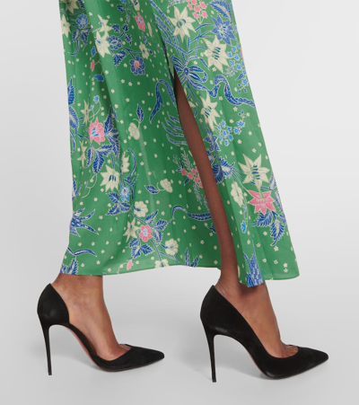 Shop Diane Von Furstenberg Layla Printed Jersey Maxi Dress In Green