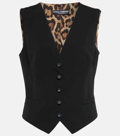 Shop Dolce & Gabbana Wool-blend Vest In Black
