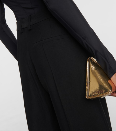 Mugler Cut-out Wide-leg Tailored Trousers In Black