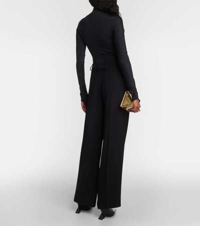 Shop Mugler Cutout Wide-leg Pants In Black