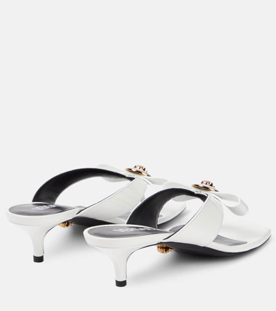 Shop Versace Gianni Ribbon 45 Patent Leather Mules In White