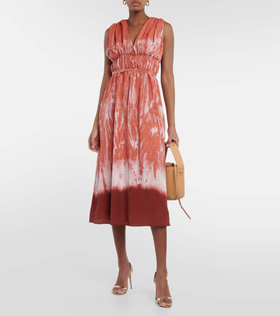 Shop Altuzarra Fiona Ruched Midi Dress In Multicoloured