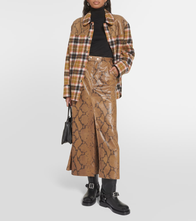 Shop Dorothee Schumacher Sleek Match Leather-trimmed Wool Jacket In Multicoloured