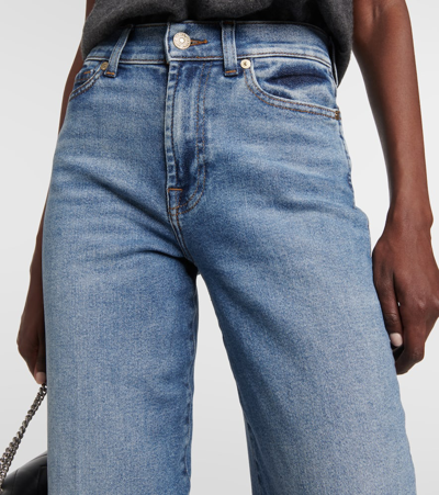 Shop 7 For All Mankind Lotta Luxe Vintage High-rise Wide-leg Jeans In Blue