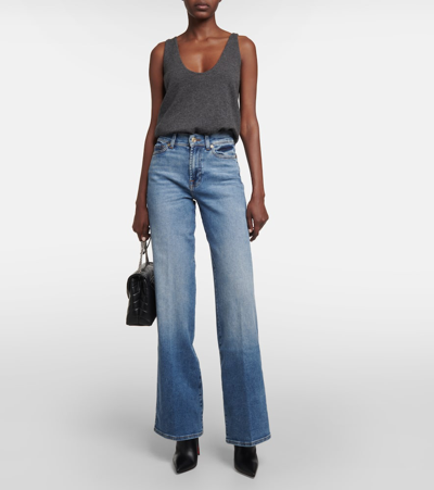 Shop 7 For All Mankind Lotta Luxe Vintage High-rise Wide-leg Jeans In Blue