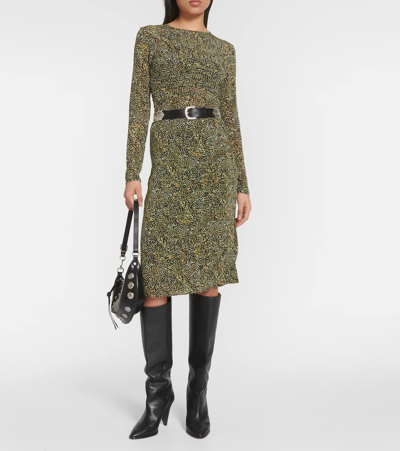 ISABEL MARANT DRAPED JERSEY MIDI SKIRT 
