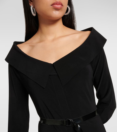 Shop Norma Kamali Off-shoulder Jersey Midi Dress In Black