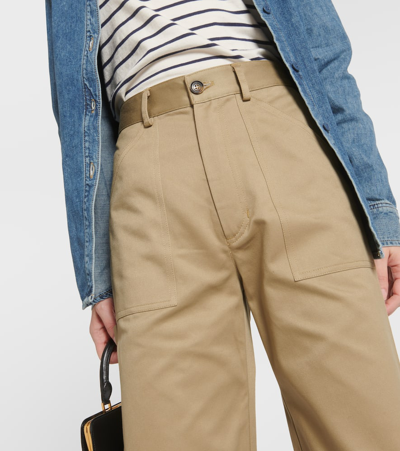 Nili Lotan Quentin High-rise Cotton Straight Pants In Beige