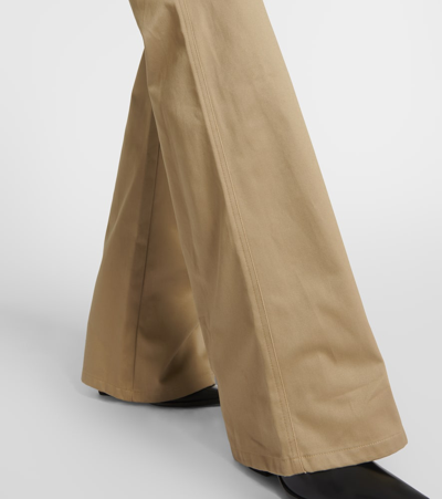 Shop Nili Lotan Quentin High-rise Cotton Flared Pants In Beige