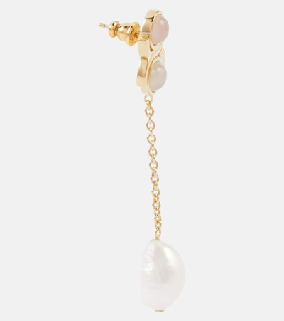 Shop Chloé Embellished Faux Pearl Drop Earrings In Gold