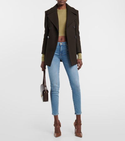 7 For All Mankind Embellished High-rise Skinny Jeans In Blue