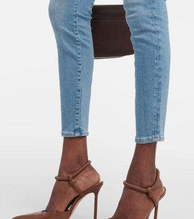 7 For All Mankind Embellished High-rise Skinny Jeans In Blue
