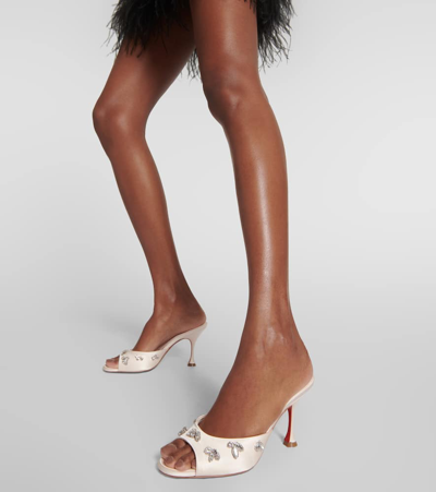 Christian Louboutin Degraqueenie Silk Embellished Red Sole Sandals In Pink