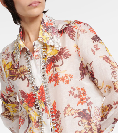 Shop Zimmermann Matchmaker Printed Linen And Silk Shirt In Multicoloured