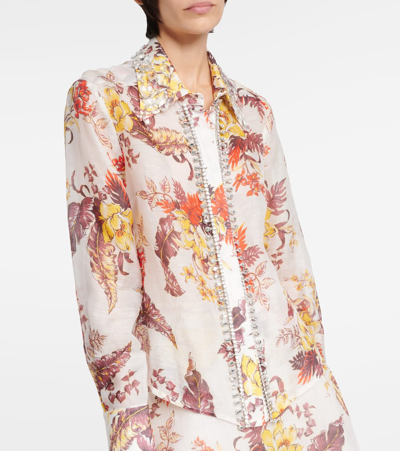 Shop Zimmermann Matchmaker Printed Linen And Silk Shirt In Multicoloured