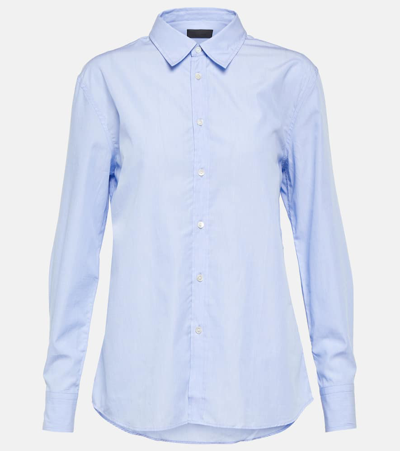 Shop Nili Lotan Raphael Cotton Poplin Shirt In Blue