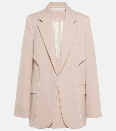 Shop Victoria Beckham Asymmetric Wool-blend Blazer In Pink