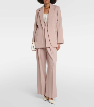 Shop Victoria Beckham Asymmetric Wool-blend Blazer In Pink