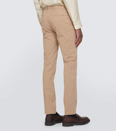 Shop Incotex Cotton-blend Slim Pants In Beige