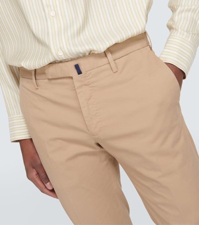 Shop Incotex Cotton-blend Slim Pants In Beige