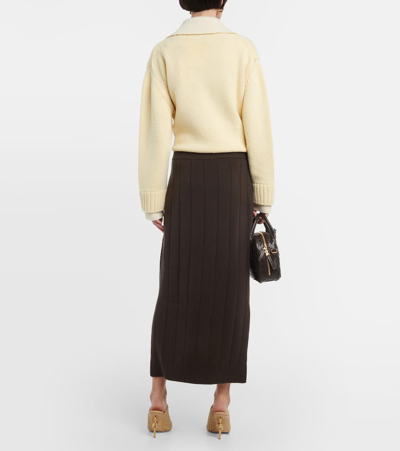 Shop Jardin Des Orangers Wool And Cashmere Midi Skirt In Brown