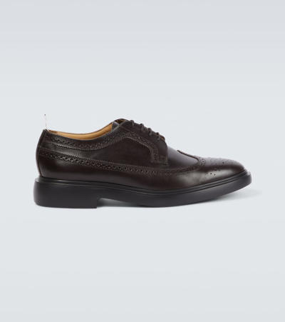 Shop Thom Browne Longwing Leather Derby Shoes In Brown
