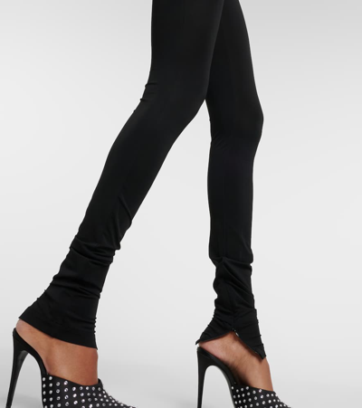 Shop Magda Butrym Floral-appliqué Jersey Leggings In Black