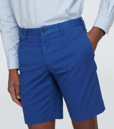 Shop Incotex Cotton-blend Slim Shorts In Blue